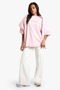 เสื้อยืดโอเวอร์ไซส์ผู้หญิง ทรงหลวม ไหล่ตก แขนสั้น สีพื้น ผ้าฝ้ายนุ่ม สไตล์ลำลอง สำหรับฤดูร้อน - Product Image 6