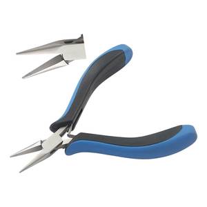 Alicates de punta de cadena de acero inoxidable de 120 mm, ergonómicos, con mangos negros y azules, para crimpado de circlips, pesca, fabricación de joyas y manualidades DIY - Product Image 1