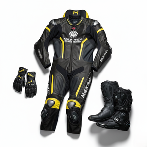 Kit de course moto sur mesure |   Combinaison en cuir à haute ventilation, bottes professionnelles antidérapantes et gants de motard en cuir de vachette - Product Image 4