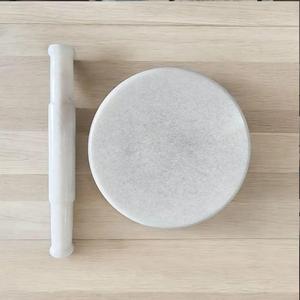 White <b>Marble</b> Chakla Belan Set | Stone <b>Rolling</b> Board & <b>Rolling</b> <b>Pin</b> for Roti Chapati | Handmade Kitchen Utensils Wholesale - Product Image 1