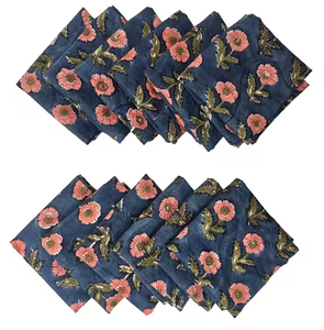 Servilletas de algodón hechas a mano con estampado en bloque, reutilizables, para la mesa, ideales para cenas en casa, fiestas, eventos, cafeterías y restaurantes. - Product Image 2
