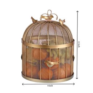 Panier à fruits rond en métal moderne avec couvercle en maille pour fruits et légumes, design durable et élégant en or - Product Image 2