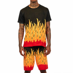 Conjunto de Camiseta y Pantalones Cortos para Hombre, Estilo Urbano Informal, Dos Piezas, para Verano, Ropa de Calle, Gimnasio, Fitness, Uso Diario - Product Image 1