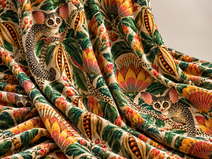 Tissu d'ameublement à imprimé animalier floral botanique, crème, vert, orange, pour meubles et textiles de maison - Product Image 5