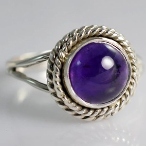 Amethyst <b>Ring</b> Handmade Sterling Silver Bezel Setting Natural Purple Round Shape Gemstone <b>Boho</b> Jewelry Women's Jewekry - Product Image 2