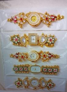 Luxury Traditional Indian Women Handcrafted Kundan Meenakari Gold Plated Bracelet Wrist <b>Watch</b> Combo Set Jewelry <b>Watches</b> - Product Image 3
