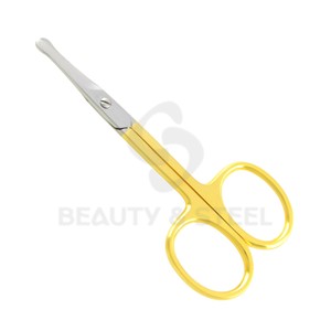 Tijeras de belleza de lujo para eliminar la piel muerta con puntas de seguridad redondeadas y mangos chapados en oro para un aseo preciso - Product Image 1