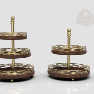 ชั้นวางของว่างแบบหรูหรา 2 ชั้น ชั้นวางขนมหวาน 3 ชั้น ชั้นวางเค้กโลหะสีทอง ดีไซน์งานแต่งงานแบบปาเลสไตน์ - Product Image 1