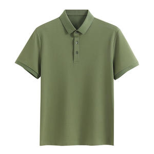 Camiseta de Verano para Hombre, Cuello Solapa, Algodón Mercerizado Perla, Color Sólido - Product Image 1