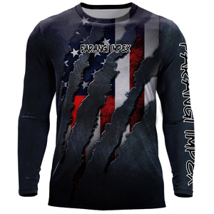 Camisa de Pesca de Manga Larga para Hombre, Diseño Personalizado con Sublimación de la Bandera de EE. UU., Secado Rápido, UPF 50, Poliéster de Alta Calidad - Product Image 1