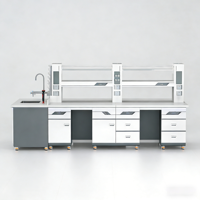 Banc de laboratoire scolaire moderne tout en acier, robuste, avec rangement au sol, pour installations de recherche