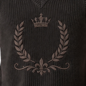 Gilet pull sans manches en maille gris anthracite pour homme, col en V, broderie couronne, décontracté, léger, fabrication sur mesure - Product Image 6