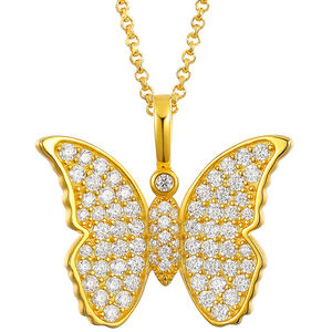 Collar con Colgante de Mariposa Unisex, Chapado en Oro, con Diamante de Corte Brillante Redondo, Joyería Linda de Estilo Hip Hop para Compromiso - Product Image 2