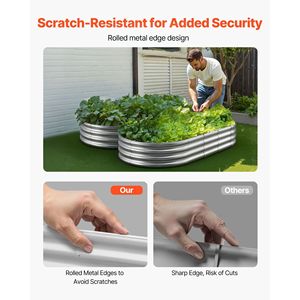 Bac à fleurs et jardinière surélevée en métal galvanisé, grande taille 6 x 3 x 1 pi, design à fond ouvert, pour l'extérieur - Product Image 4