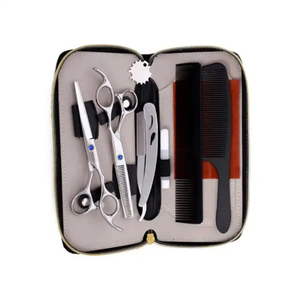 Kit de Herramientas de Barbería de Alta Calidad, Tijeras de Corte y Entresacado de Pelo con Recubrimiento de Titanio Azul, con Peine y Navaja, Kit de Salón de Barbería - Product Image 3