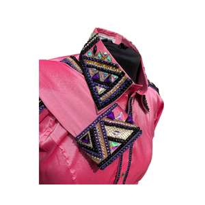 Tela de tafetán elástica hecha a mano Cowgirl Western Show Shirt para ropa ecuestre y equitación - Product Image 3