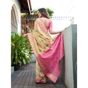 Vestidos de Cóctel Elegantes para Mujer, de Organza Zari Tejida, Estilo Patola Saree, por Elite Weaves, 600g - Product Image 5