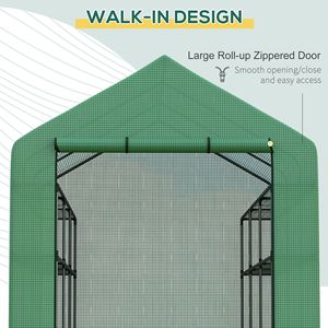 Serra Portatile Robusta con 18 Ripiani, Copertura in PE, Porta con Cerniera a Rotolo per Giardini Esterni, Alta Resistenza all'Umidità - Product Image 4