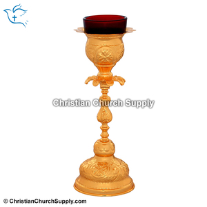 Orthodox Vigil Oil <b>Candle</b> with <b>Red</b> Colour T Light | Brass Church Sanctuary Lamp – Export Corporation - Product Image 2