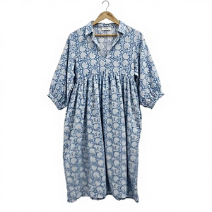 Vestido Midi de Algodón con Estampado Floral Vintage, Estilo Boho, Ligero, Informal, para Verano - Product Image 1