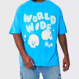 T-shirt imprimé en relief 100% coton pour homme, design de logo personnalisé, manches courtes, col rond de luxe, t-shirt imprimé en relief pour homme - Product Image 6