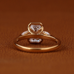 <b>Emerald</b> Cut Lab Grown Diamond Engagement <b>Ring</b> Pear Side Stone <b>Ring</b> Bezel Set Diamond <b>Ring</b> 14K Solid Gold Bridal <b>Ring</b> - Product Image 4