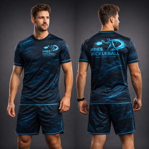 Ensemble T-shirt et short de pickleball pour homme, personnalisable avec logo, coupe athlétique, sublimation frontale, pour usage en salle, OEM ODM - Product Image 3