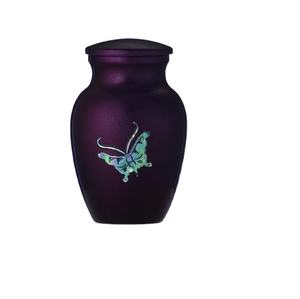 Urne de crémation pour animaux de compagnie en métal chaud couleur foncée impression papillon fournitures funéraires en gros urnes couleur foncée vente chaude urnes de luxe pour animaux de compagnie - Product Image 1