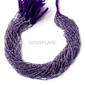 Cuentas redondas microfacetadas de amatista natural de 2 mm, cuentas de amatista para la fabricación de joyas, piedras preciosas sueltas facetadas con corte de diamante al por mayor. - Product Image 1