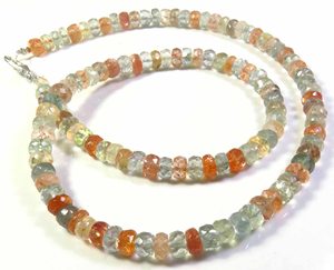 Collier de pierres précieuses facettées en pierre de soleil africaine naturelle de haute qualité, orange, 5,5-6 mm, forme Rondelle, percées au centre, 16 pouces - Product Image 2