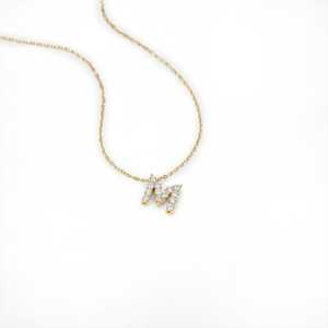 14K Yellow Gold Plated IGI Certified Natural CVD Brilliant Cut Diamond Alphabets Necklace 0.6 Ct VS1 F Color Fine Jewelry Women - Product Image 1