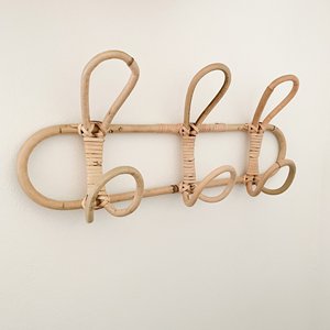 Ganchos de pared de ratán más vendidos Organización del hogar Panel de gancho hecho a mano natural para abrigos y colgar llaves - Product Image 4
