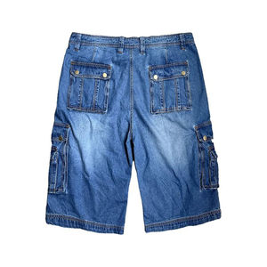 Pantalones Cortos de Mezclilla Cargo OEM al por Mayor para Hombre, de Cintura Media, Lavado a la Piedra, Ajuste Holgado, Transpirables, Casuales de Verano, Jeans Azules con Bolsillos con Cremallera - Product Image 2