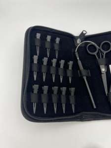 ชุดอุปกรณ์ต่อผมขนาดเล็กขายดี สีดำด้าน คีมสองรู กรรไกร ด้ามจับแบบวงกลม และคลิปแบ่งผม 13 ชิ้น - Product Image 4