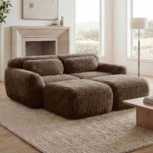 Divano Chaise Longue Senza Struttura in Tessuto Morbido 80% Peluche, Nessun Montaggio Richiesto, Design Antiscivolo sul Fondo, Seduta Profonda, Altezza 32D, per Soggiorno - Product Image 3