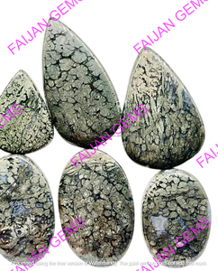 Lot en gros de cabochons de marcassite naturelle de qualité AAA+, pierres précieuses personnalisables en taille et forme, certifiées par un tiers, provenance Rajasthan - Product Image 3