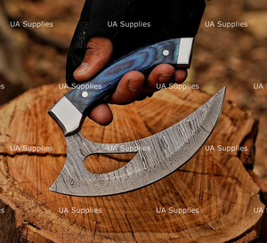 มีดเชฟมืออาชีพ UA Supplies Damascus Steel Alaskan Ulu  ด้ามไม้เคลือบซาติน ขนาด 6-7.9 นิ้ว ผลิตด้วยมือ เป็นมิตรกับสิ่งแวดล้อม ใช้งานได้ทั้งมือซ้ายและขวา - Product Image 3