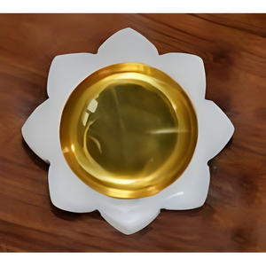 Set of 3 Golden <b>Brass</b> Diya/Deepak <b>Oil</b> <b>Lamps</b> 3 Inch X 2 Inch 400G Each for Pooja & Lighting Decoration Marble Base - Product Image 2