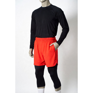 Shorts Awrah 2026 pour hommes, couleur unie, séchage rapide, coupe Bermuda, taille mi-haute élastique, décontracté, sport, rouge, en polyester tricoté - Product Image 3