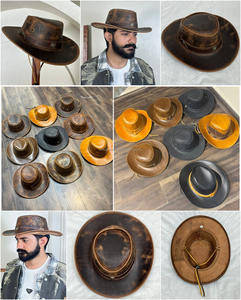 Sombrero Vaquero Occidental de Cuero Vacuno de Grano Completo, Resistente, Elegante y Perfecto para Aventuras al Aire Libre, Estilo Occidental, para Hombres y Mujeres - Product Image 3