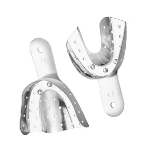 Ensemble de porte-empreintes dentaires en acier inoxydable non perforés pour empreintes solides des dents supérieures et inférieures – Équipements dentaires manuels - Product Image 5