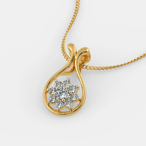 Collar con Colgante de Diamante Cultivado en Laboratorio en Forma de Lágrima con Racimo Floral en Oro Amarillo - Product Image 5