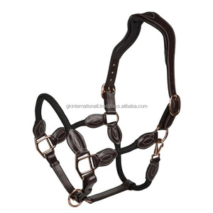 Customized Bulk Supply handcrafted from <b>thick</b> saddle leather heavy duty leather horse halter and equestrian products - Product Image 2