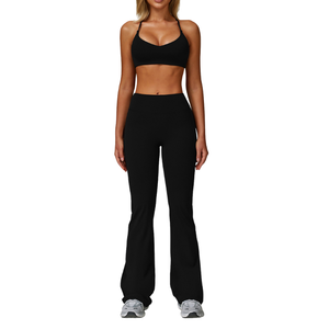 New Custom High Waist Leggings & Gym Padded Sports Bra Set Sweat-Wicking Fitted Womens Yoga Bra With Leggings Set - Product Image 2