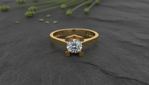 Anillo de Compromiso Solitario de Oro de 10k Hecho a Mano, Directo de Fábrica, con Diamante Cultivado en Laboratorio VVS1 para Mujer - Product Image 4