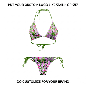 ชุดบิกินี่พรีเมียม ZAINI 240gsm โพลีเอสเตอร์ 100% เอวสูง คอลึก ใส่ได้สองด้าน ระบายอากาศได้ดี ต้านเชื้อแบคทีเรีย แผ่นรองถอดออกได้ - Product Image 1