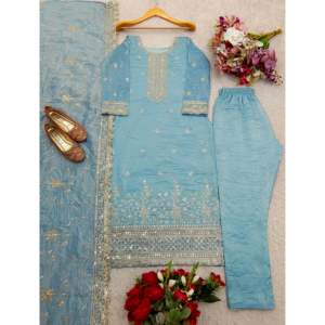 Salwar Kameez de Algodón de Diseño con Hermosas Pantalones y Dupatta para Fiestas - Product Image 6