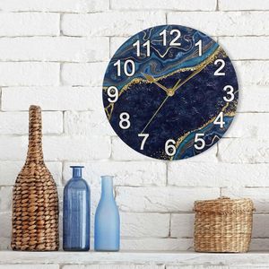 Reloj de Pared Abstracto Azul Dorado con Diseño de Mármol, Grande, Silencioso, sin Tictac, Funciona con Batería, para Decoración de Sala de Estar, Dormitorio, Cocina - Product Image 3