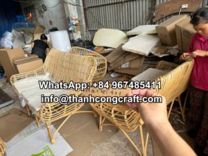 Wholesale Exquisitely Handwoven Rattan Vanity Set with Mirror and Cushioned <b>Stool</b> A Perfect Kid Bedroom or Dressing Area - Product Image 4