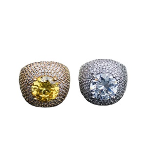 Wholesale Clustered Fully <b>Iced</b> Men's Hip Hop Style Custom Moissanite <b>Rings</b> Sterling Silver Gold Plated Prong Setting GRA - Product Image 1
